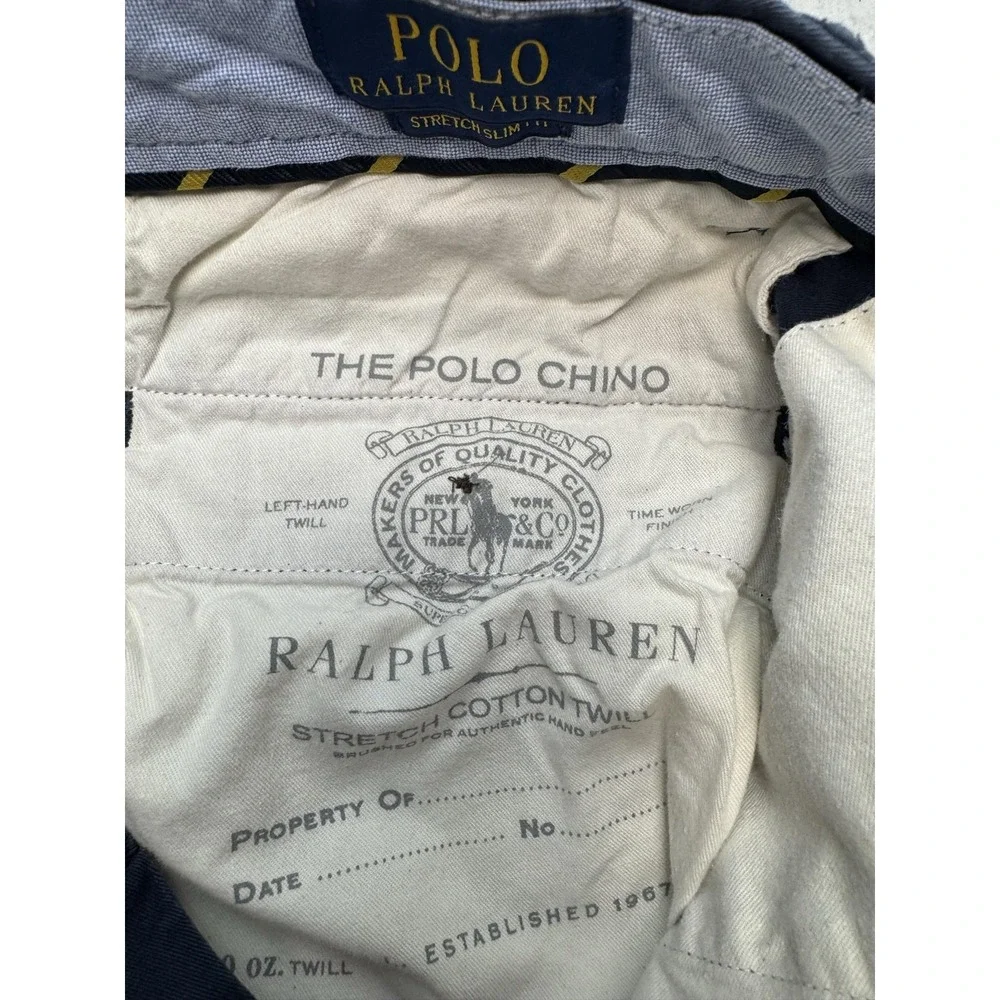 Polo Ralph Lauren Pants Mens 32x32 Blue Polo Chino Stretch Slim Straight Leg